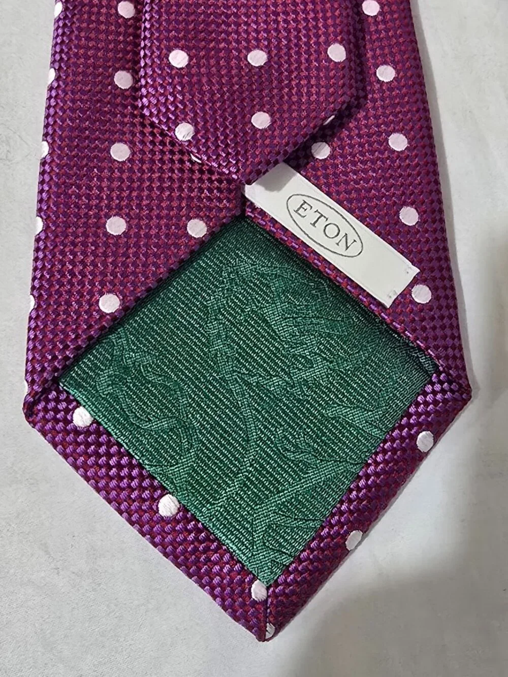 Eton Made in England 100% Silk Necktie - Purple White Dot